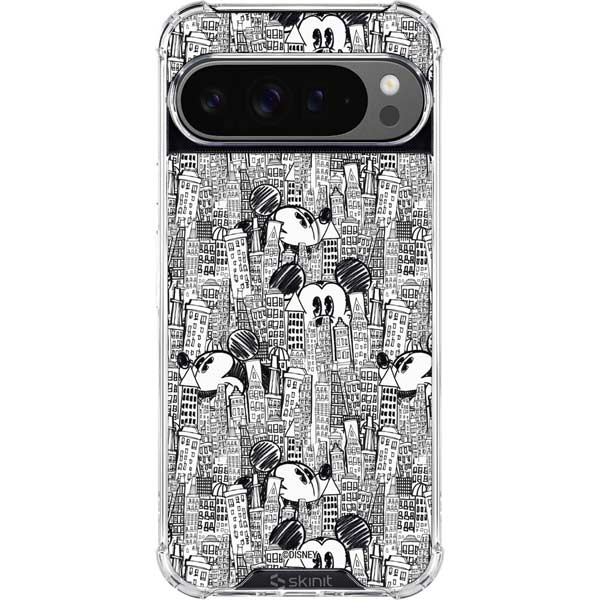 Disney Mickey Mouse Cityscape Sketch Google Pixel 10 Pro Clear Case