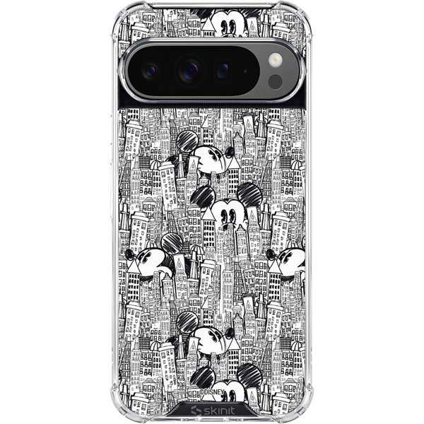 Disney Mickey Mouse Cityscape Sketch Google Pixel 10 Pro XL Clear Case