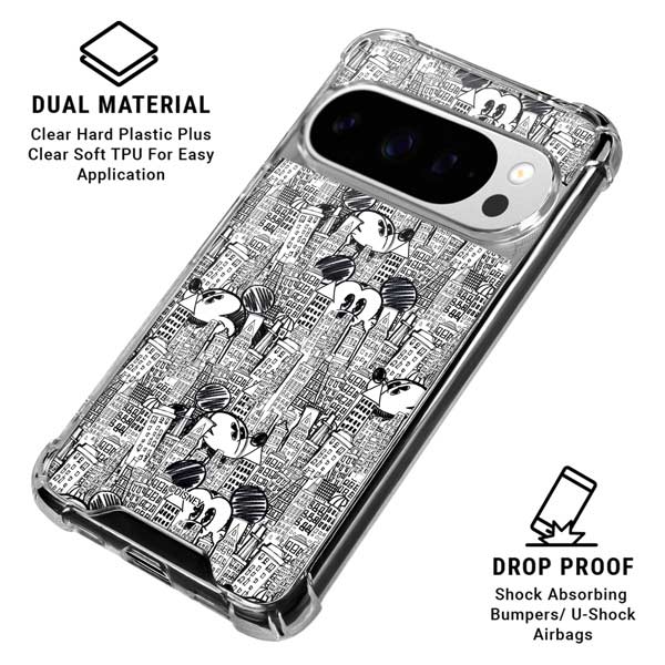 Disney Mickey Mouse Cityscape Sketch Google Pixel 10 Pro XL Clear Case