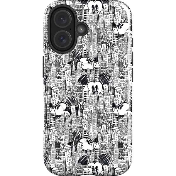 Disney Mickey Mouse Cityscape Sketch iPhone 16 Plus Magsafe Impact Case