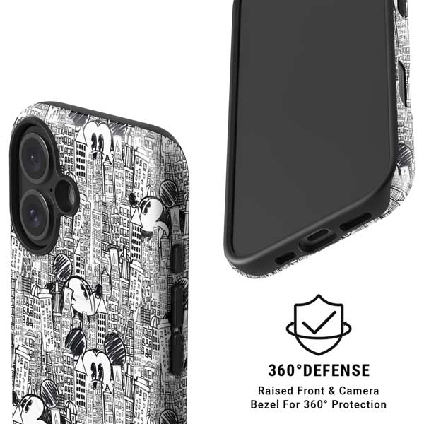 Disney Mickey Mouse Cityscape Sketch iPhone 16 Plus Magsafe Impact Case