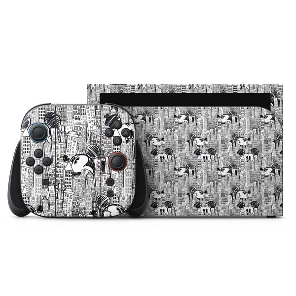 Disney Mickey Mouse Cityscape Sketch Nintendo Skins
