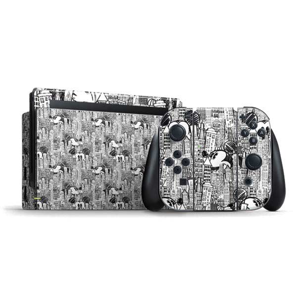 Disney Mickey Mouse Cityscape Sketch Nintendo Skins