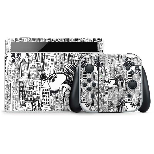 Disney Mickey Mouse Cityscape Sketch Nintendo Skins
