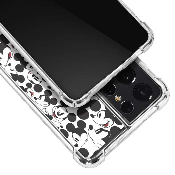 Disney Mickey Mouse Face Pattern Galaxy S21 Ultra 5G Clear Case