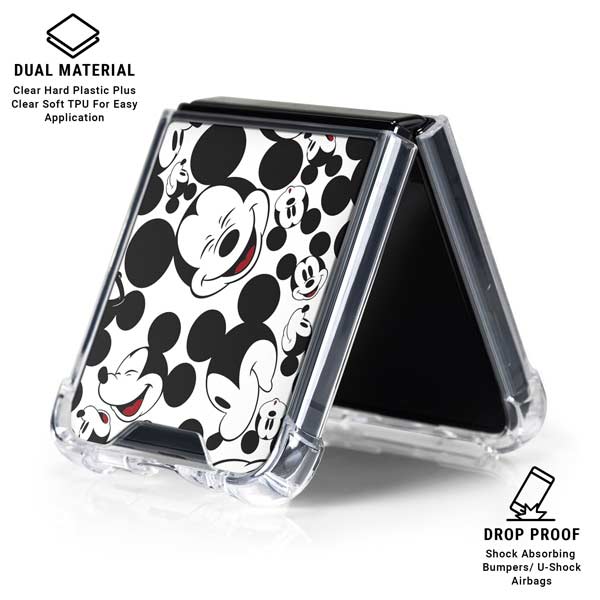 Disney Mickey Mouse Face Pattern Galaxy Z Flip7 Clear Case