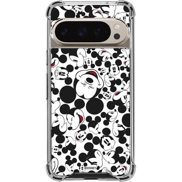 Disney Mickey Mouse Face Pattern Pixel 9 Pro XL Clear Case