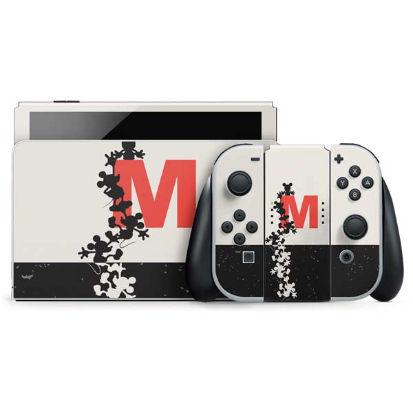 Disney Mickey Mouse Stacked Silhouette Split Nintendo Skins