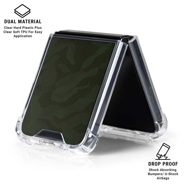 Military Green Shadow Camo Galaxy Z Flip7 Clear Case