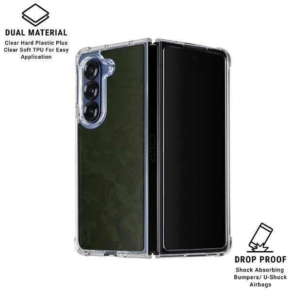 Military Green Shadow Camo Galaxy Z Fold7 Clear Case