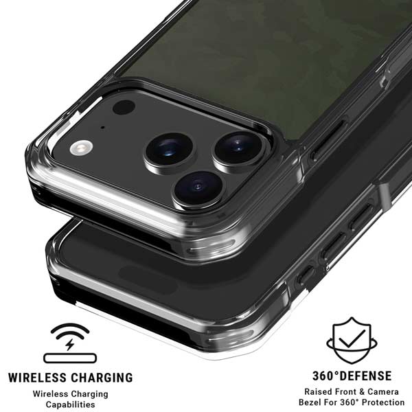 Military Green Shadow Camo iPhone 17 Pro Clear Case