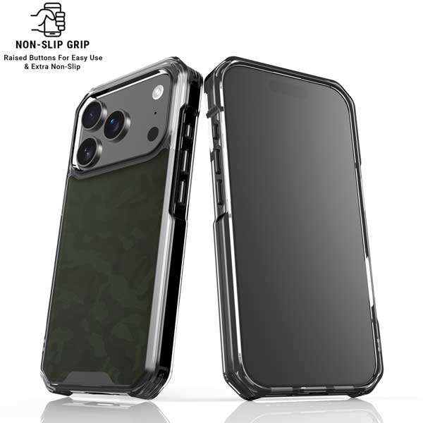 Military Green Shadow Camo iPhone 17 Pro Clear Case