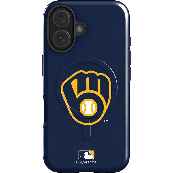 MLB Milwaukee Brewers - Solid Distressed iPhone 16 Magsafe Impact Case