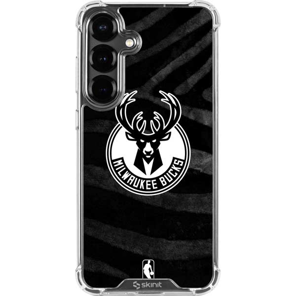 NBA Milwaukee Bucks Animal Print Black Galaxy S26 Plus Clear Case