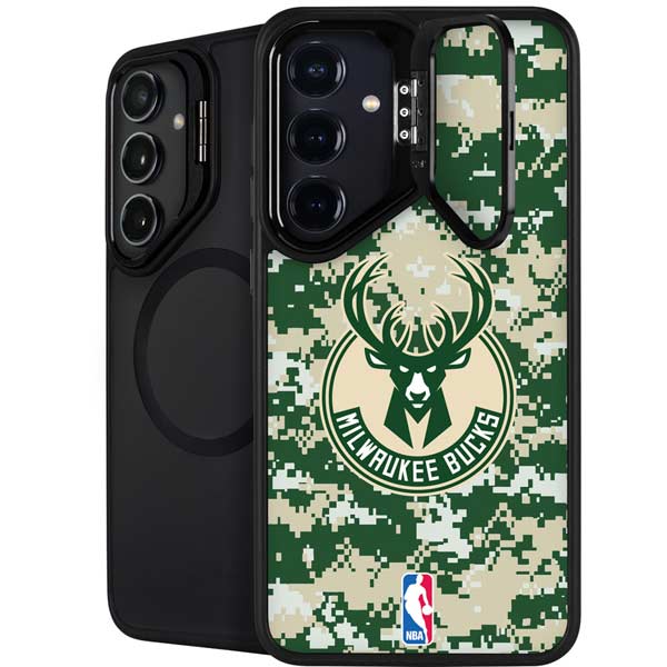 NBA Milwaukee Bucks Camo Digi Galaxy S26 Plus Kickstand Case