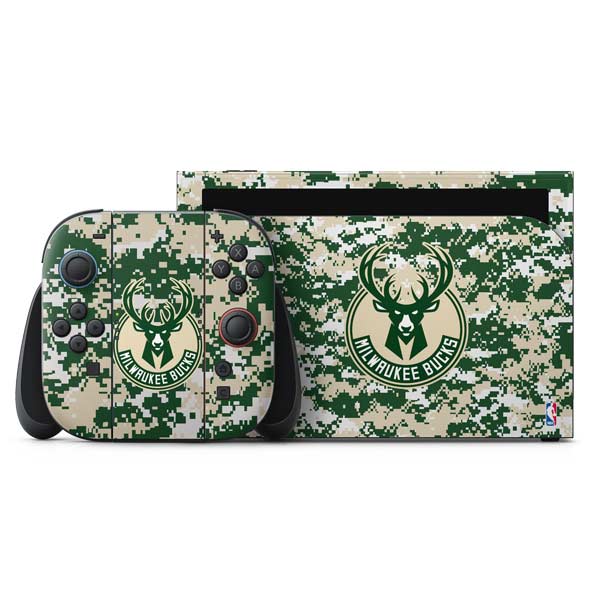 NBA Milwaukee Bucks Camo Digi Nintendo Switch 2 (2025) with Joy-Con Skin