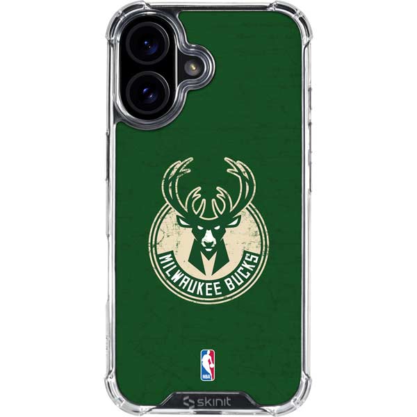 NBA Milwaukee Bucks Green Distressed iPhone 17 Clear Case