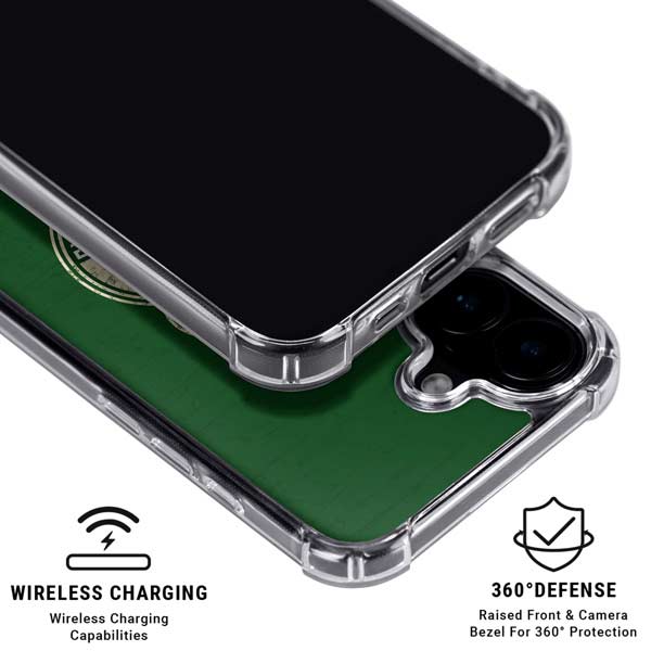NBA Milwaukee Bucks Green Distressed iPhone 17 Clear Case