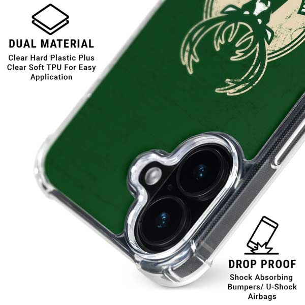 NBA Milwaukee Bucks Green Distressed iPhone 17 Clear Case