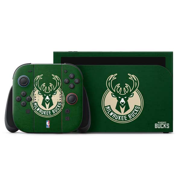 NBA Milwaukee Bucks Green Distressed Nintendo Skins