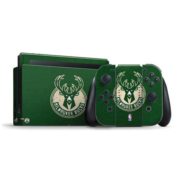 NBA Milwaukee Bucks Green Distressed Nintendo Skins