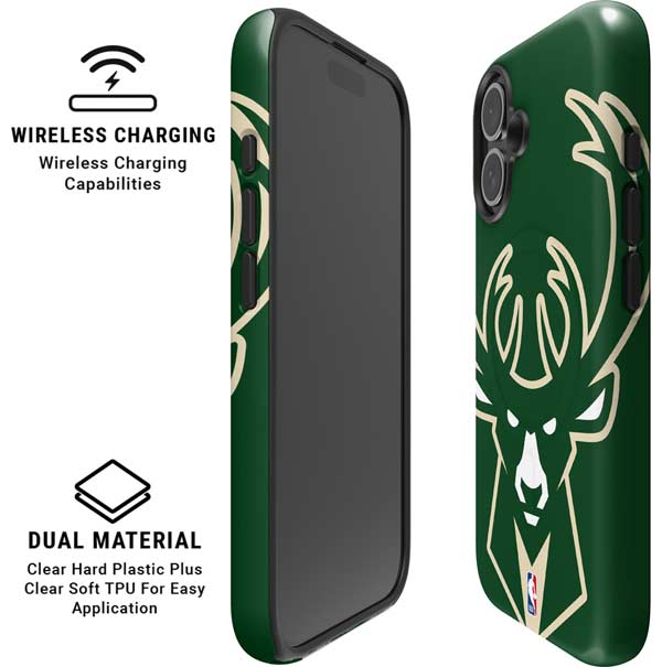 NBA Milwaukee Bucks Large Logo iPhone 16 Plus Magsafe Impact Case