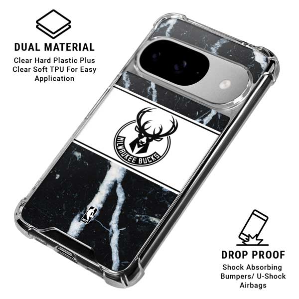 NBA Milwaukee Bucks Marble Google Pixel 10 Clear Case