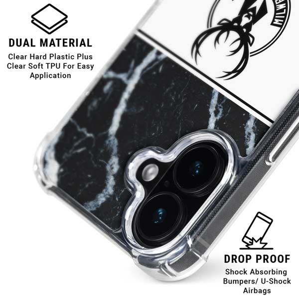 NBA Milwaukee Bucks Marble iPhone 17 Clear Case