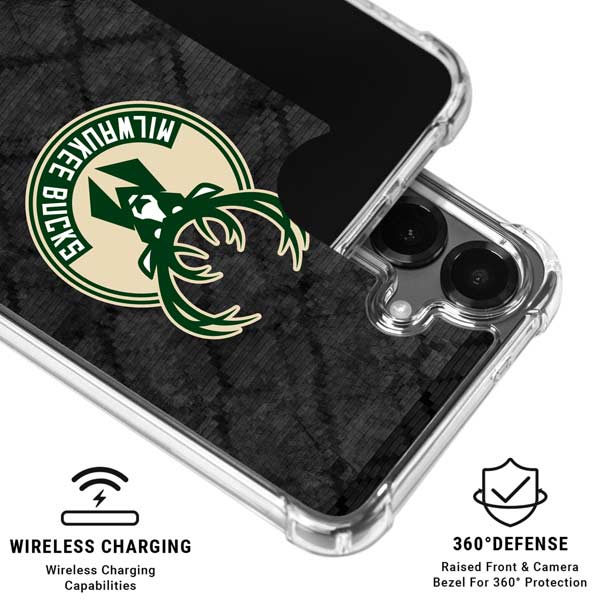 NBA Milwaukee Bucks Rusted Dark Galaxy S26 Clear Case