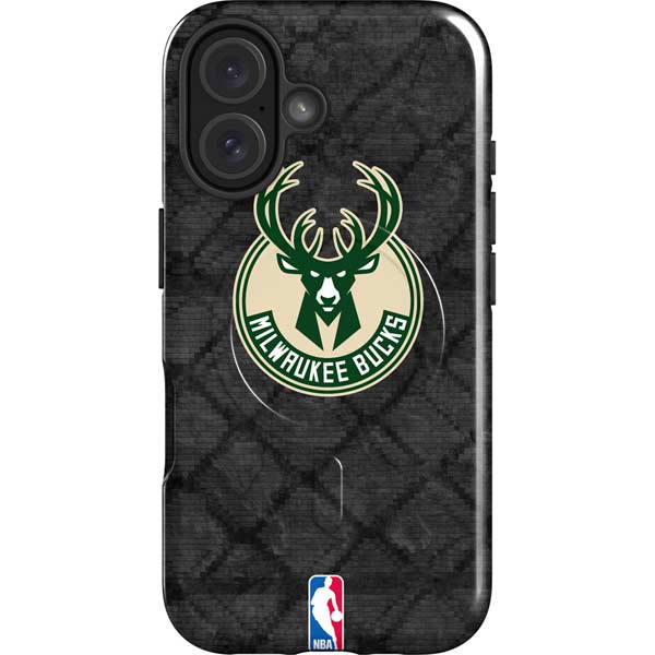 NBA Milwaukee Bucks Rusted Dark iPhone 16 Magsafe Impact Case