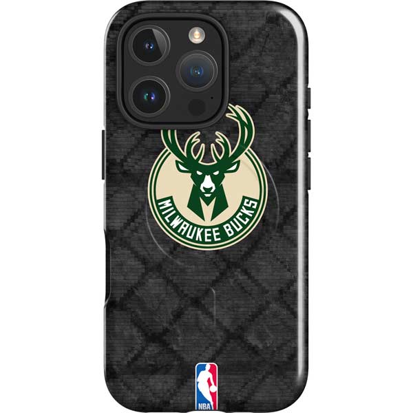 NBA Milwaukee Bucks Rusted Dark iPhone 16 Pro Magsafe Impact Case