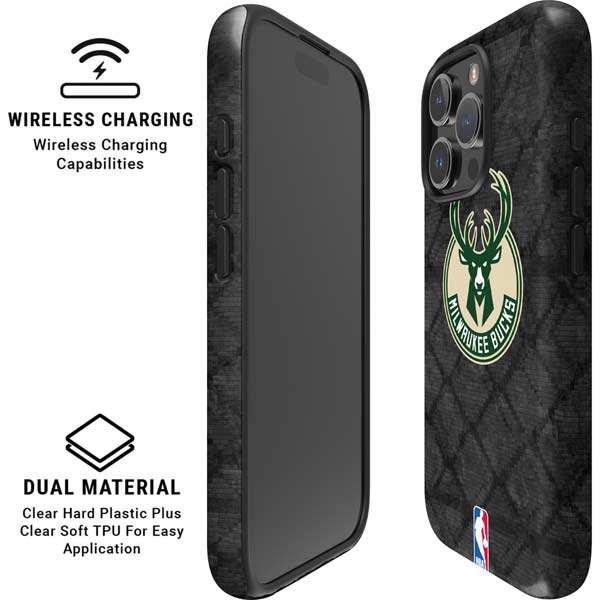 NBA Milwaukee Bucks Rusted Dark iPhone 16 Pro Magsafe Impact Case