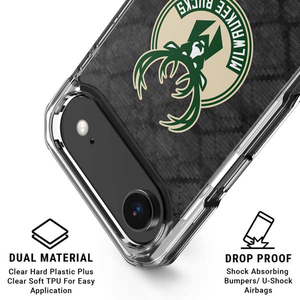 NBA Milwaukee Bucks Rusted Dark iPhone 17 Air Clear Case