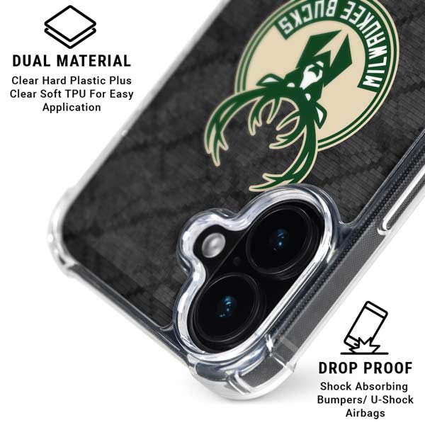 NBA Milwaukee Bucks Rusted Dark iPhone 17 Clear Case