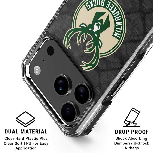 NBA Milwaukee Bucks Rusted Dark iPhone 17 Pro Max MagSafe Case