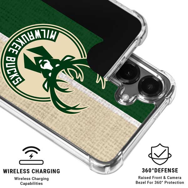 NBA Milwaukee Bucks Split Canvas Galaxy S26 Clear Case