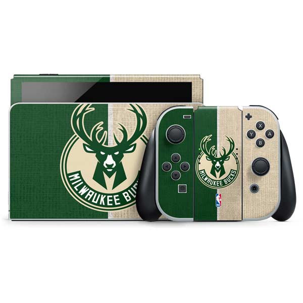 NBA Milwaukee Bucks Split Canvas Nintendo Skins