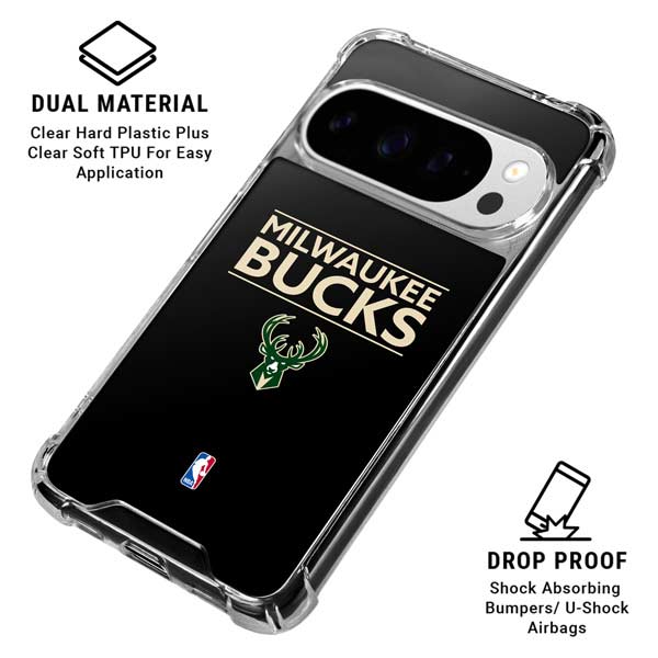 NBA Milwaukee Bucks Standard - Black Google Pixel 10 Pro Clear Case