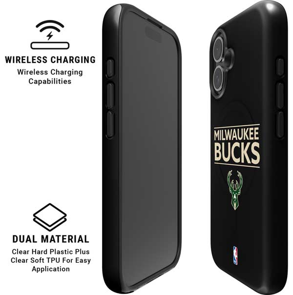 NBA Milwaukee Bucks Standard - Black iPhone 16 Magsafe Impact Case