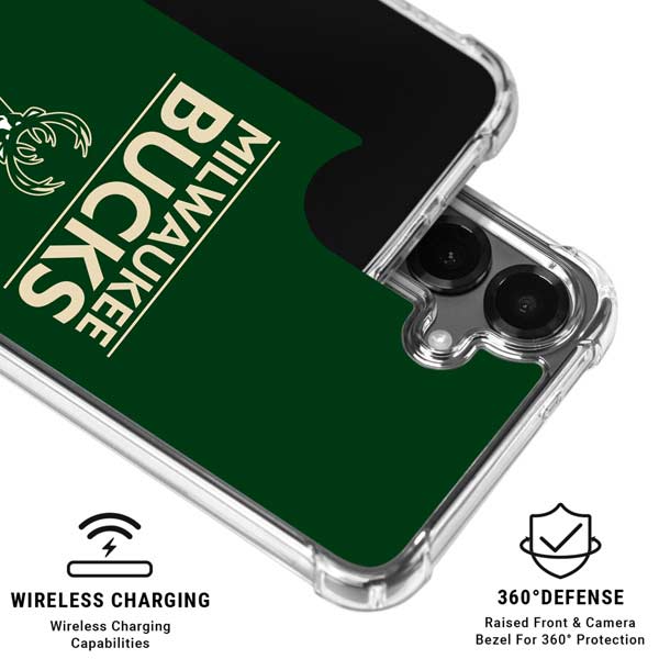 NBA Milwaukee Bucks Standard - Green Galaxy S26 Clear Case