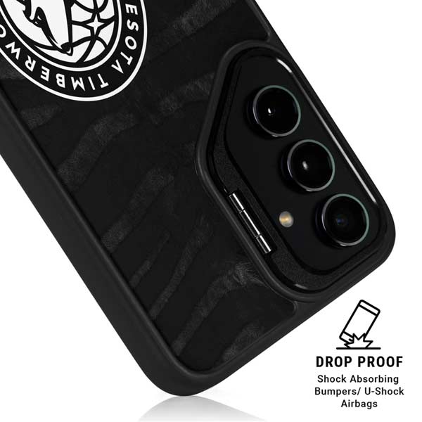 NBA Minnesota Timberwolves Black Animal Print Galaxy S26 Plus Kickstand Case