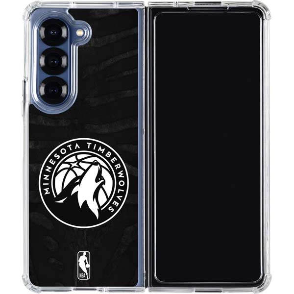 NBA Minnesota Timberwolves Black Animal Print Galaxy Z Fold7 Clear Case