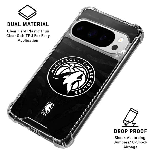 NBA Minnesota Timberwolves Black Animal Print Google Pixel 10 Pro XL Clear Case