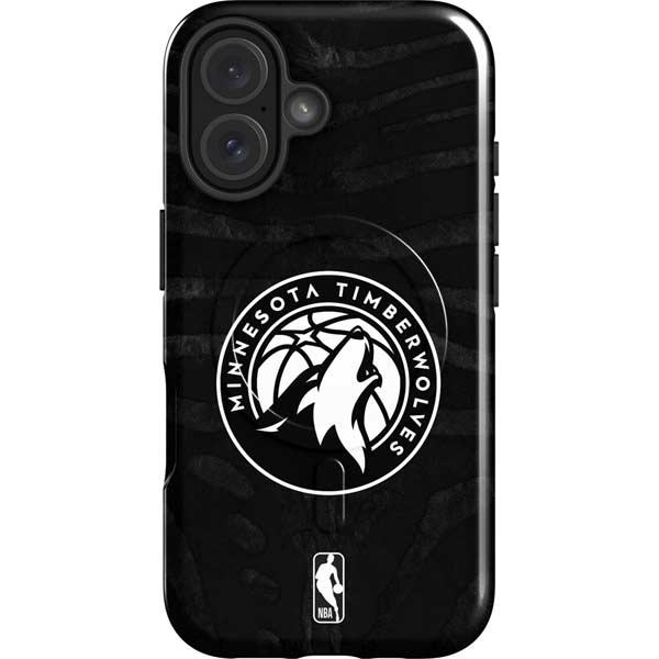 NBA Minnesota Timberwolves Black Animal Print iPhone 16 Plus Magsafe Impact Case