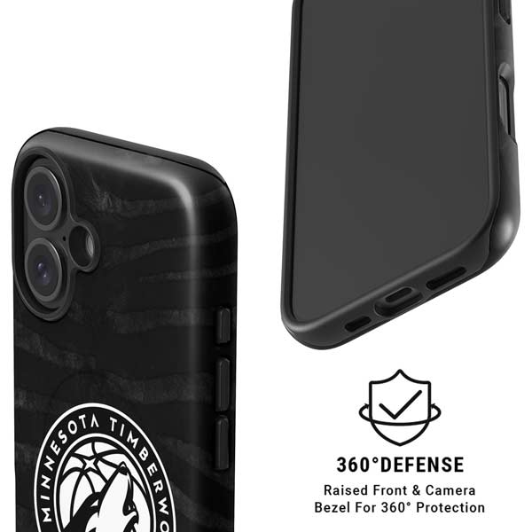 NBA Minnesota Timberwolves Black Animal Print iPhone 16 Plus Magsafe Impact Case