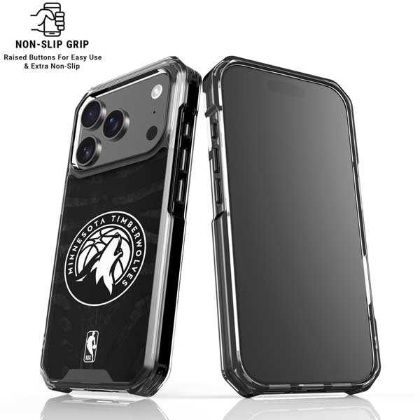 NBA Minnesota Timberwolves Black Animal Print iPhone 17 Pro Clear Case