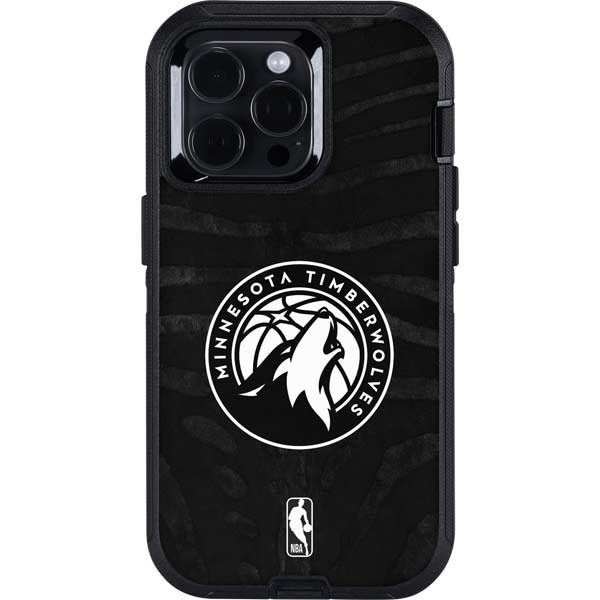 NBA Minnesota Timberwolves Black Animal Print Otterbox Defender iPhone Skin