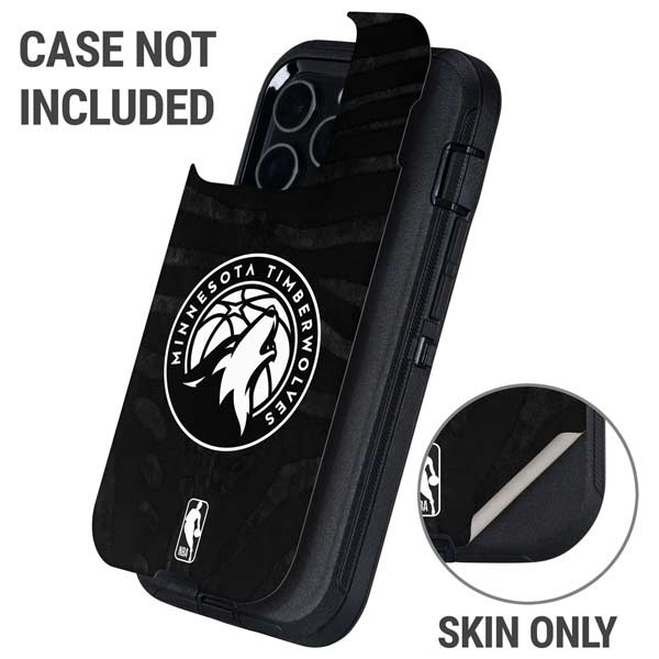 NBA Minnesota Timberwolves Black Animal Print Otterbox Defender iPhone Skin