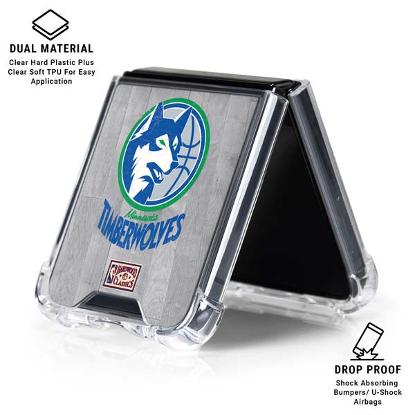 NBA Minnesota Timberwolves Hardwood Classics Galaxy Z Flip7 Clear Case