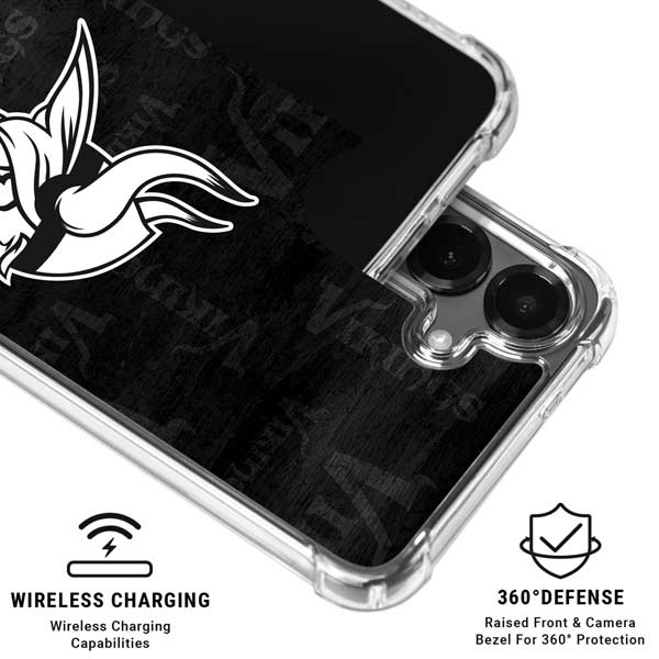NFL Minnesota Vikings Black & White Galaxy S26 Plus Clear Case